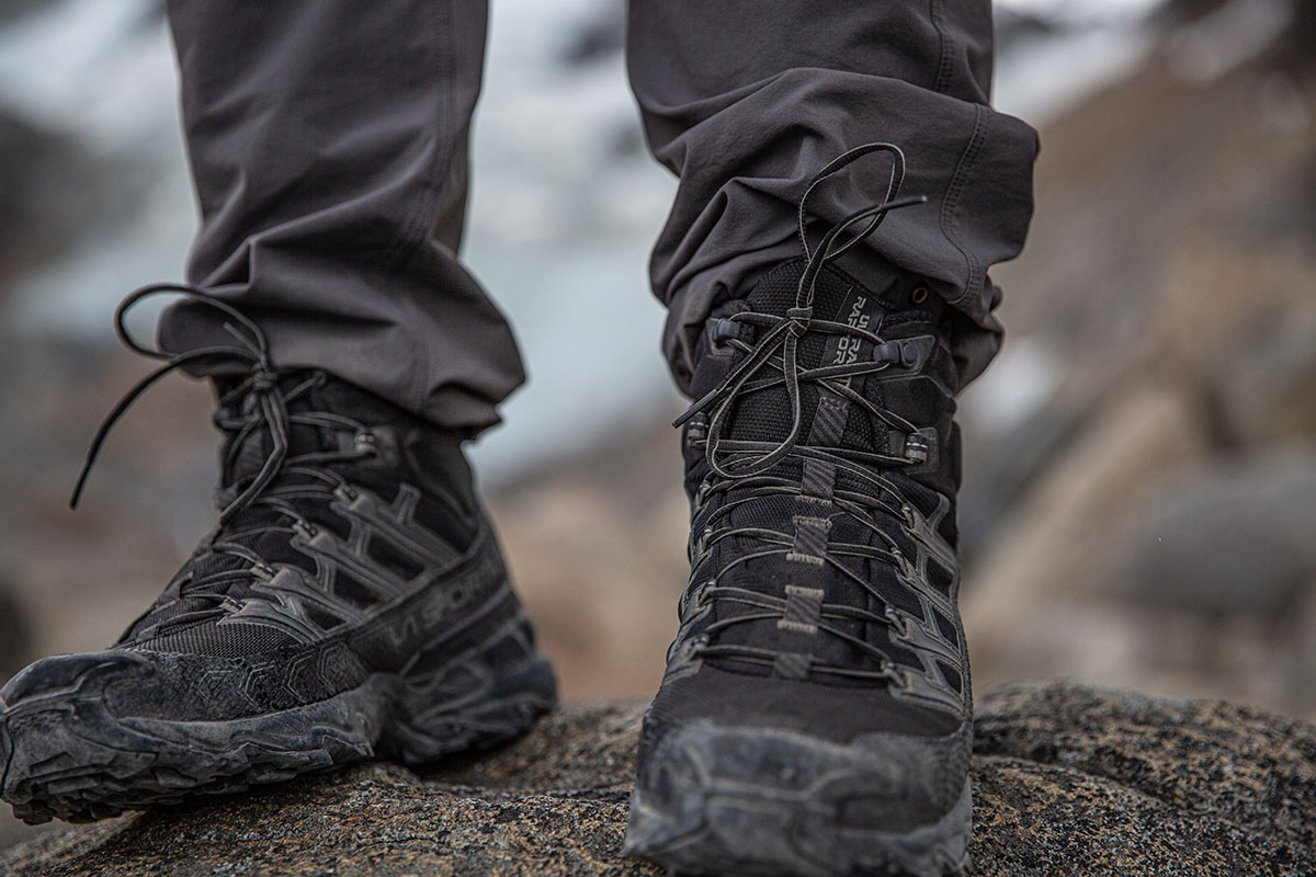 La Sportiva Ultra Raptor II Mid GTX hiking boot (closeup of boots)