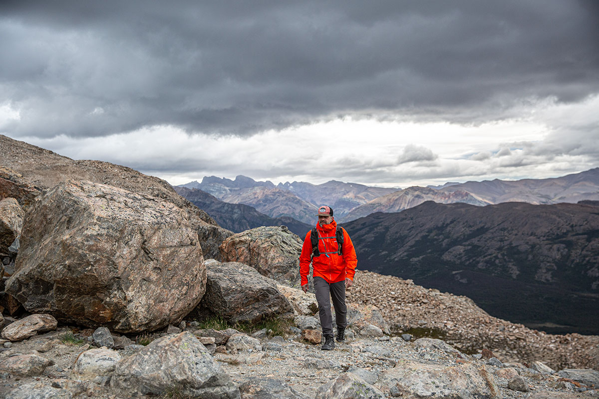 La Sportiva Ultra Raptor II Mid GTX hiking boot (hiking on trail in Patagonia)