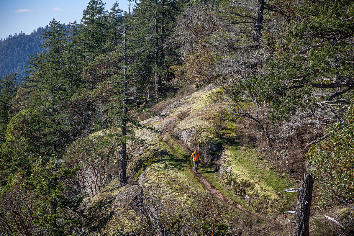 La Sportiva Ultra Raptor II Mid GTX hiking boot (wide shot while hiking)