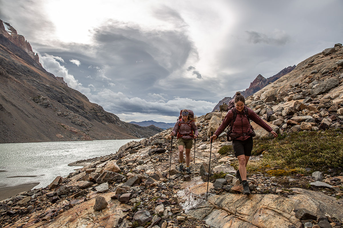 Lowa Renegade GTX Mid hiking boot (hiking next to river in Patagonia)