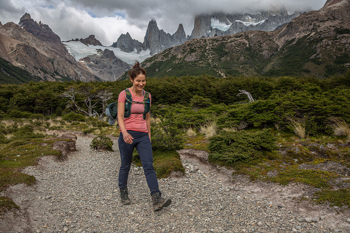 Lowa Renegade GTX Mid hiking boot (hiking on trail in Patagonia)