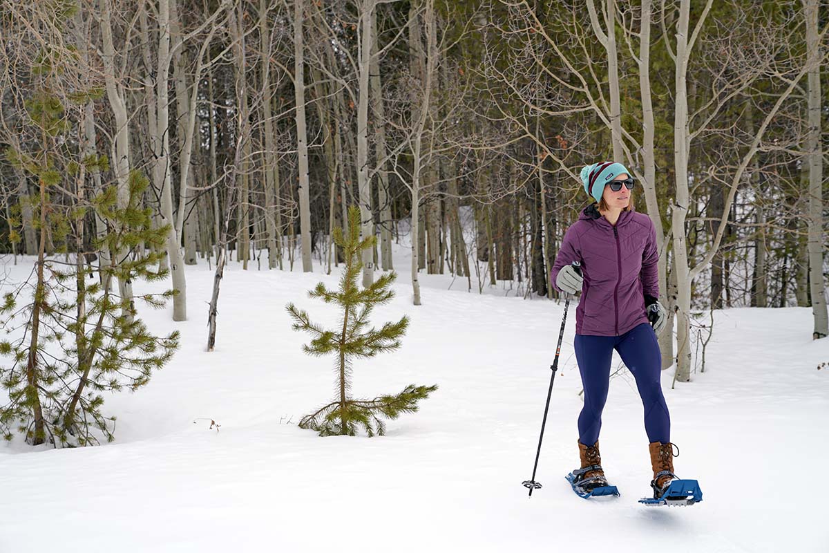 MSR Evo Trail snowshoes (hiking by aspens)