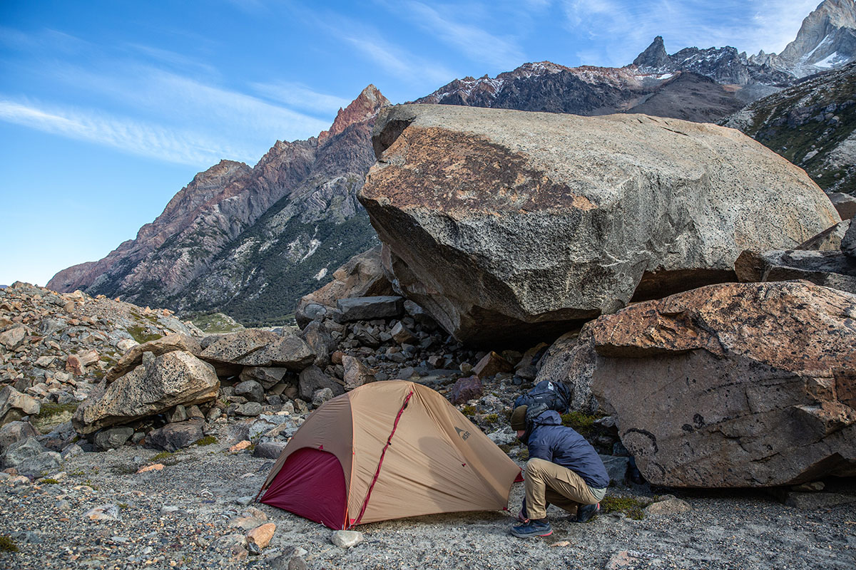 ​​MSR FreeLite 2 backpacking tent (setting up in Patagonia)