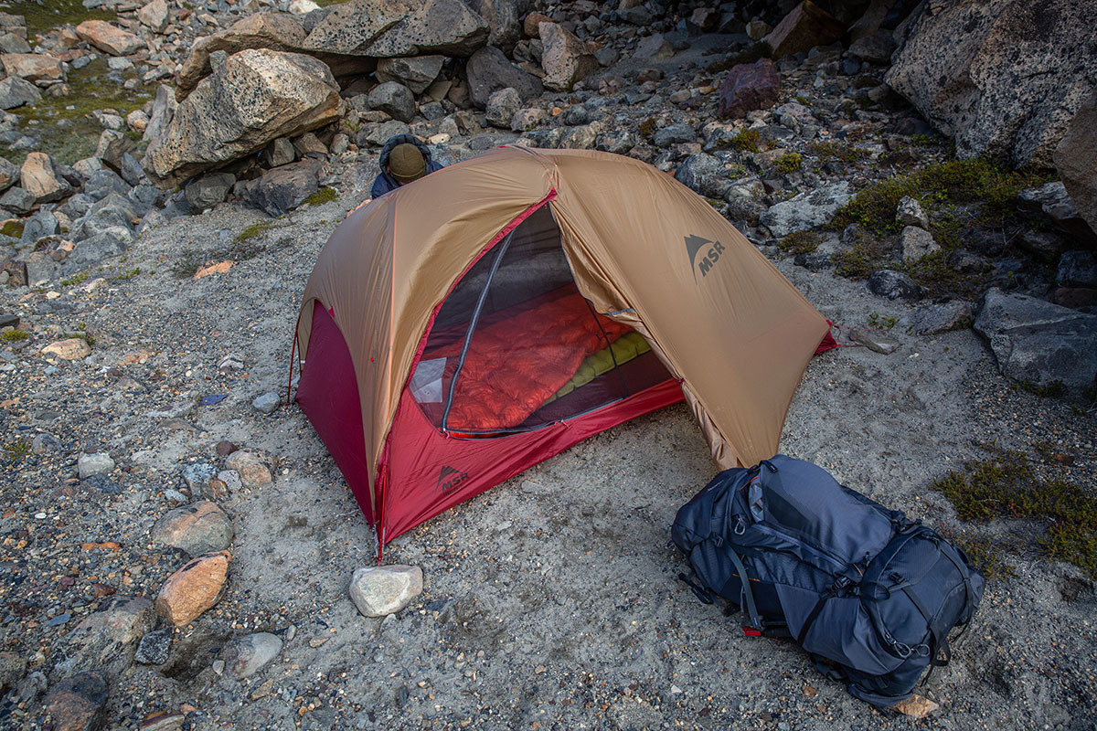 ​​MSR FreeLite 2 backpacking tent (vestibule space)
