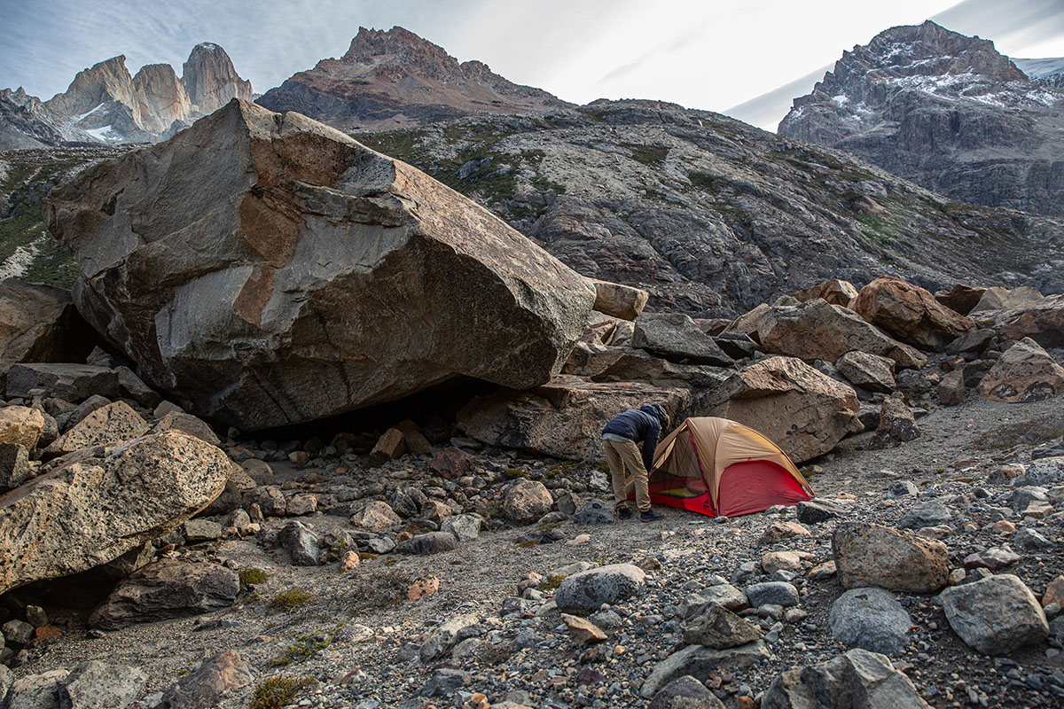 MSR FreeLite 2 backpacking tent (in Patagonia mountains)