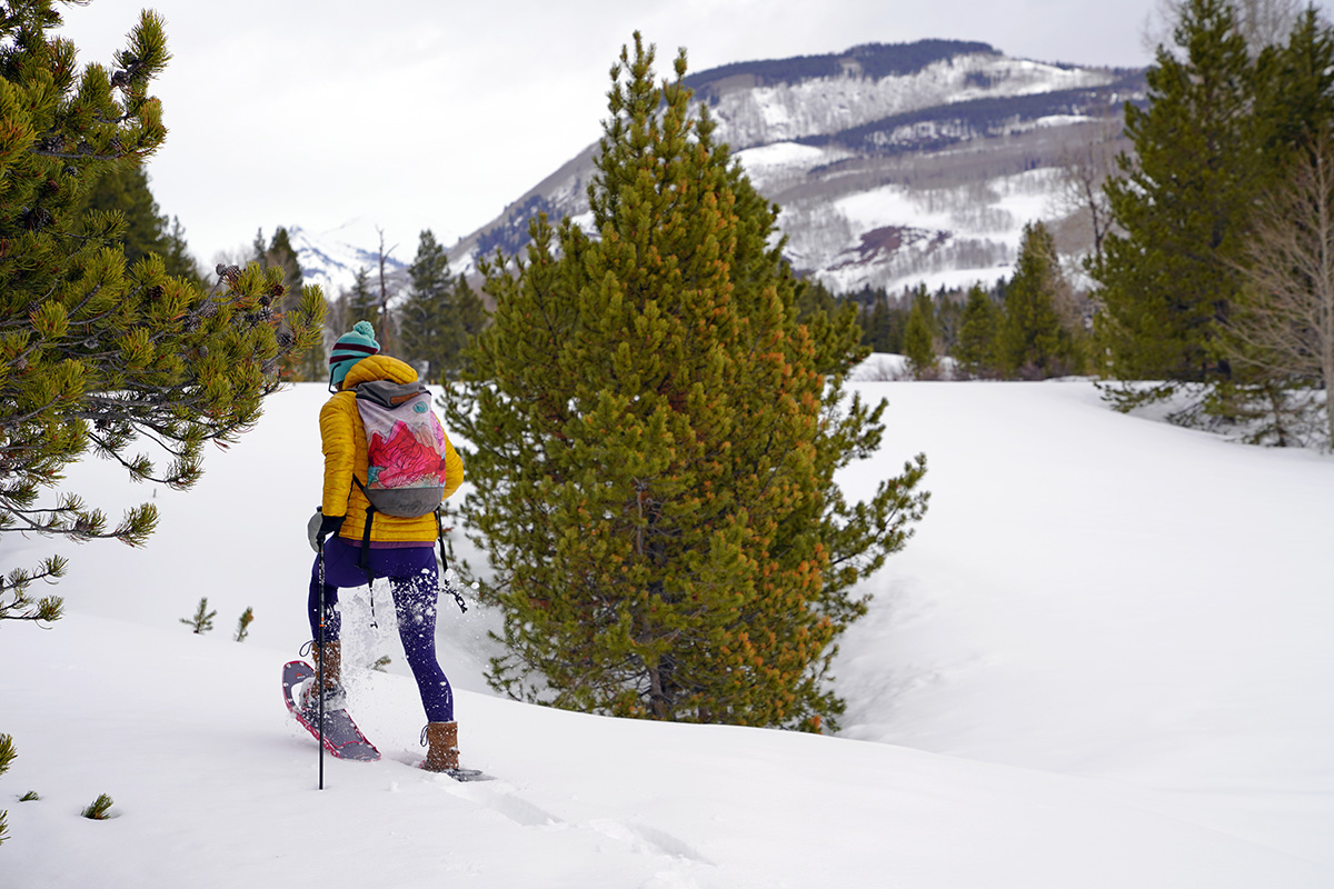 MSR Lightning Ascent Snowshoes (snow flying)