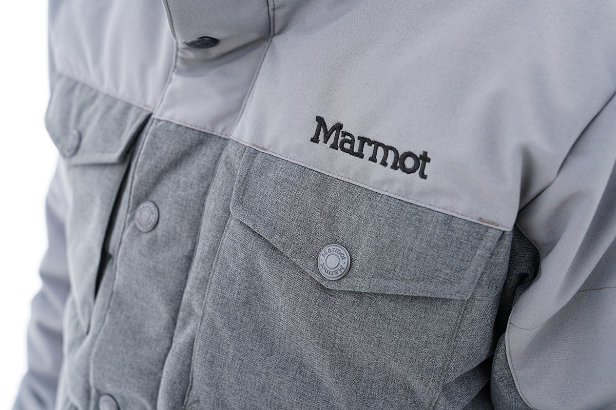 Marmot Fordham down jacket (logo closeup)