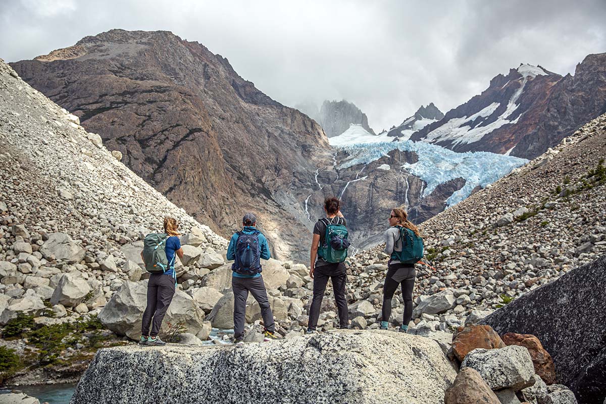 Hiking group near glacier