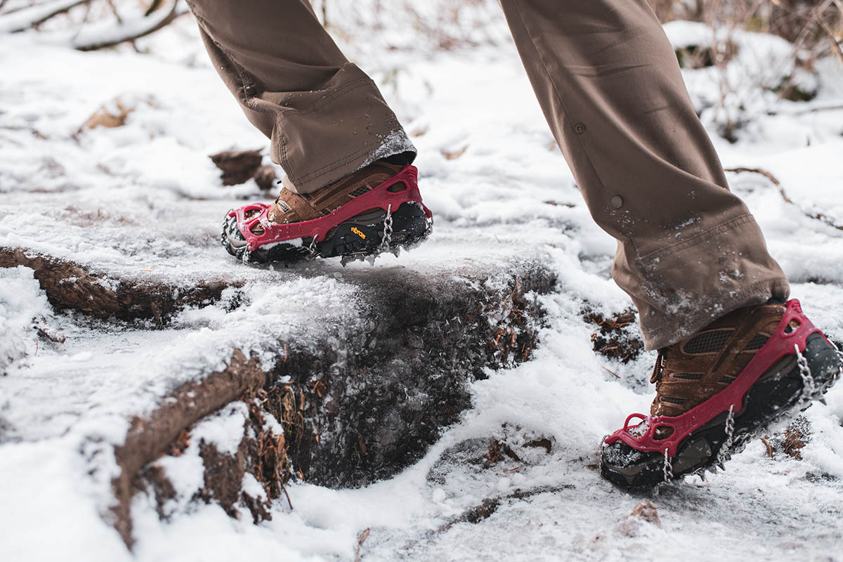 Merrell Moab 2 Mid hiking boot (with micro spikes)