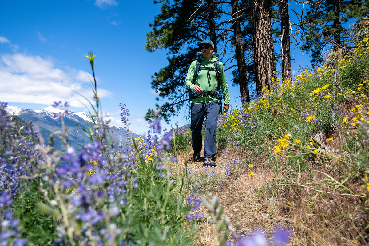 ​​Merrell Moab 3 hiking shoe (hiking through wildflowers)
