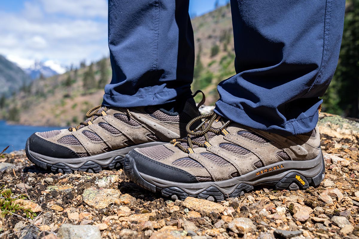 Merrell Moab 3 hiking shoes (on rock)