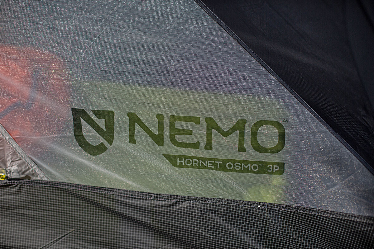 NEMO Hornet 3P backpacking tent (logo closeup)