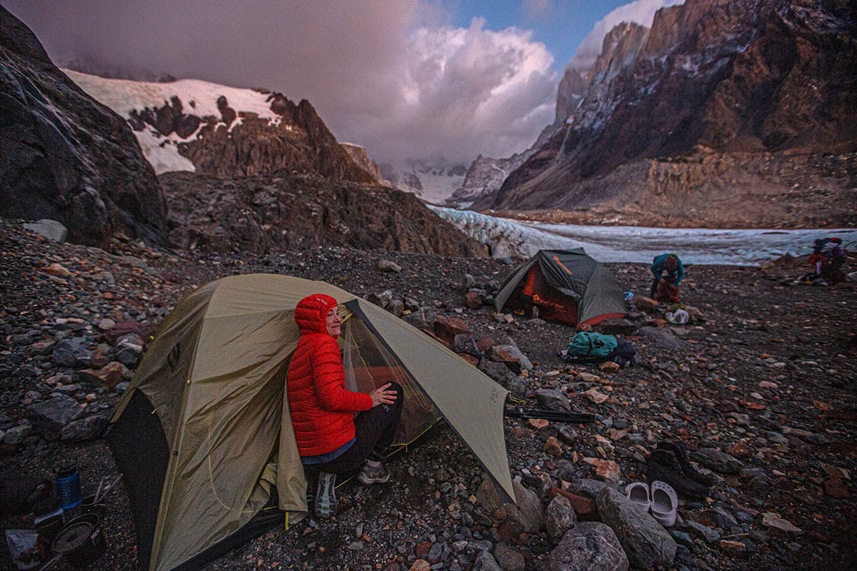 NEMO Hornet OSMO 3P backpacking tent (looking out in early morning)