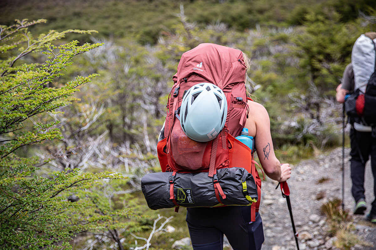 Nemo Dagger OSMO 2P tent (strapped to outside of pack)