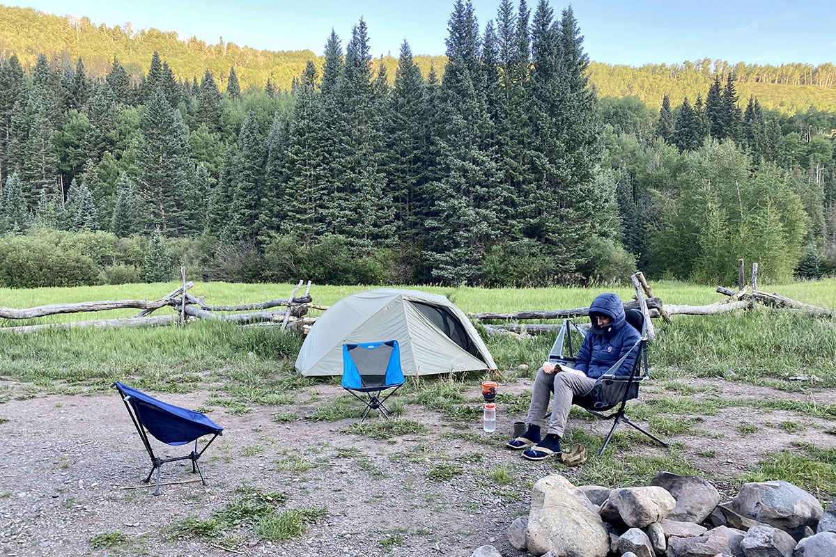 Nemo Stargaze Recliner camp chair (reading at camp)