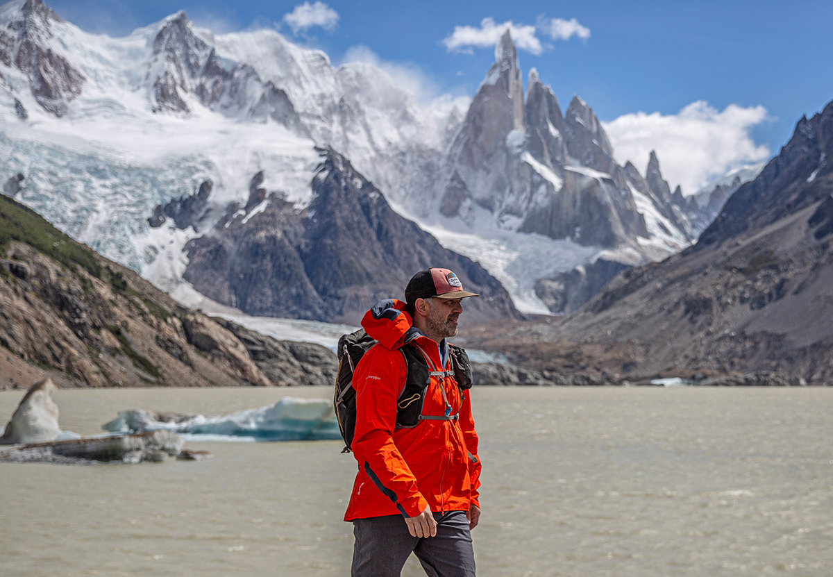 Norrona Trollveggen GTX Pro Light (hiking in Patagonia past lake in the sun)