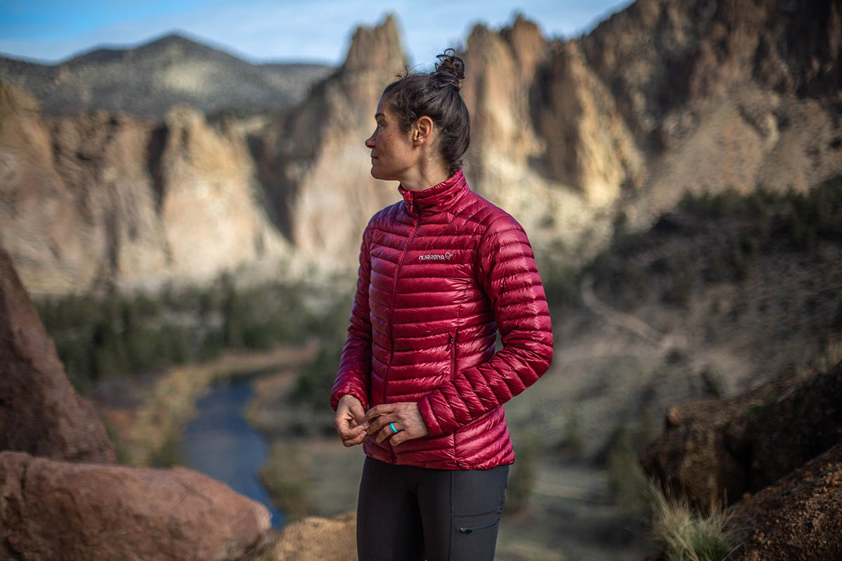 ​​Norrona Trollveggen Superlight Down850 Jacket (standing with view of Smith Rock)