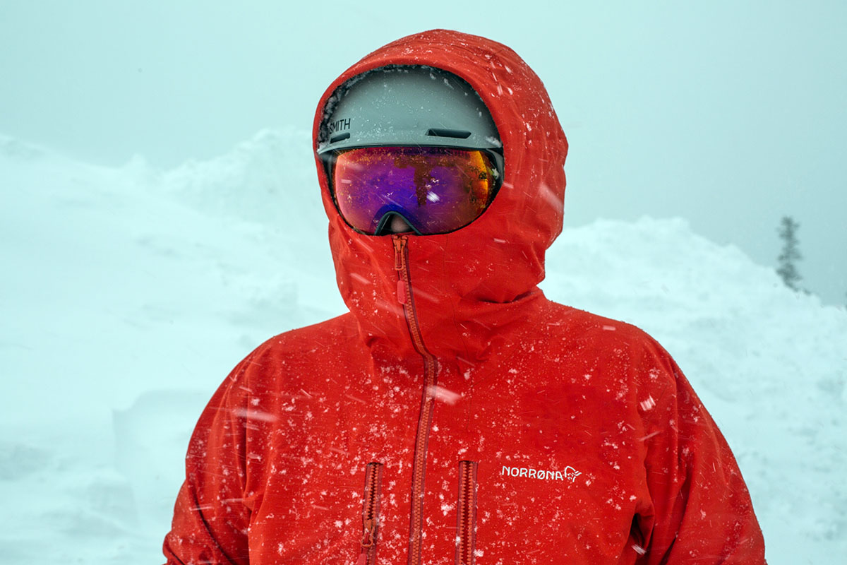 Norrona Trollveggen hardshell jacket (hood on)