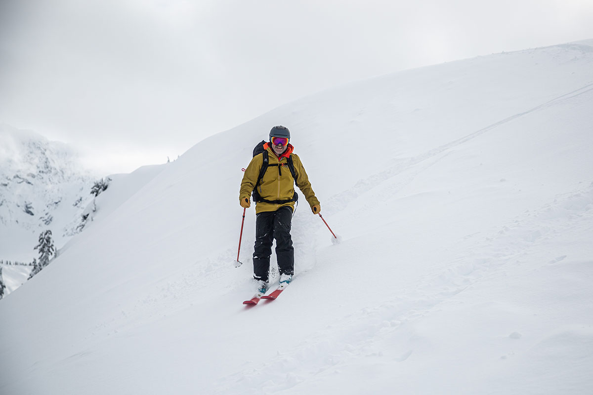 Oakley Mod 5 MIPS ski helmet (smiling in backcountry)