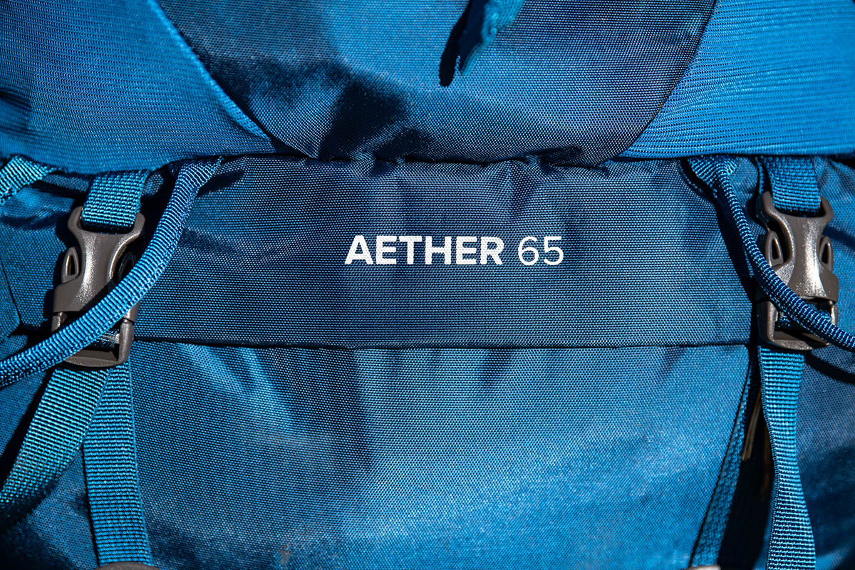 Osprey Aether 65 pack (logo closeup)