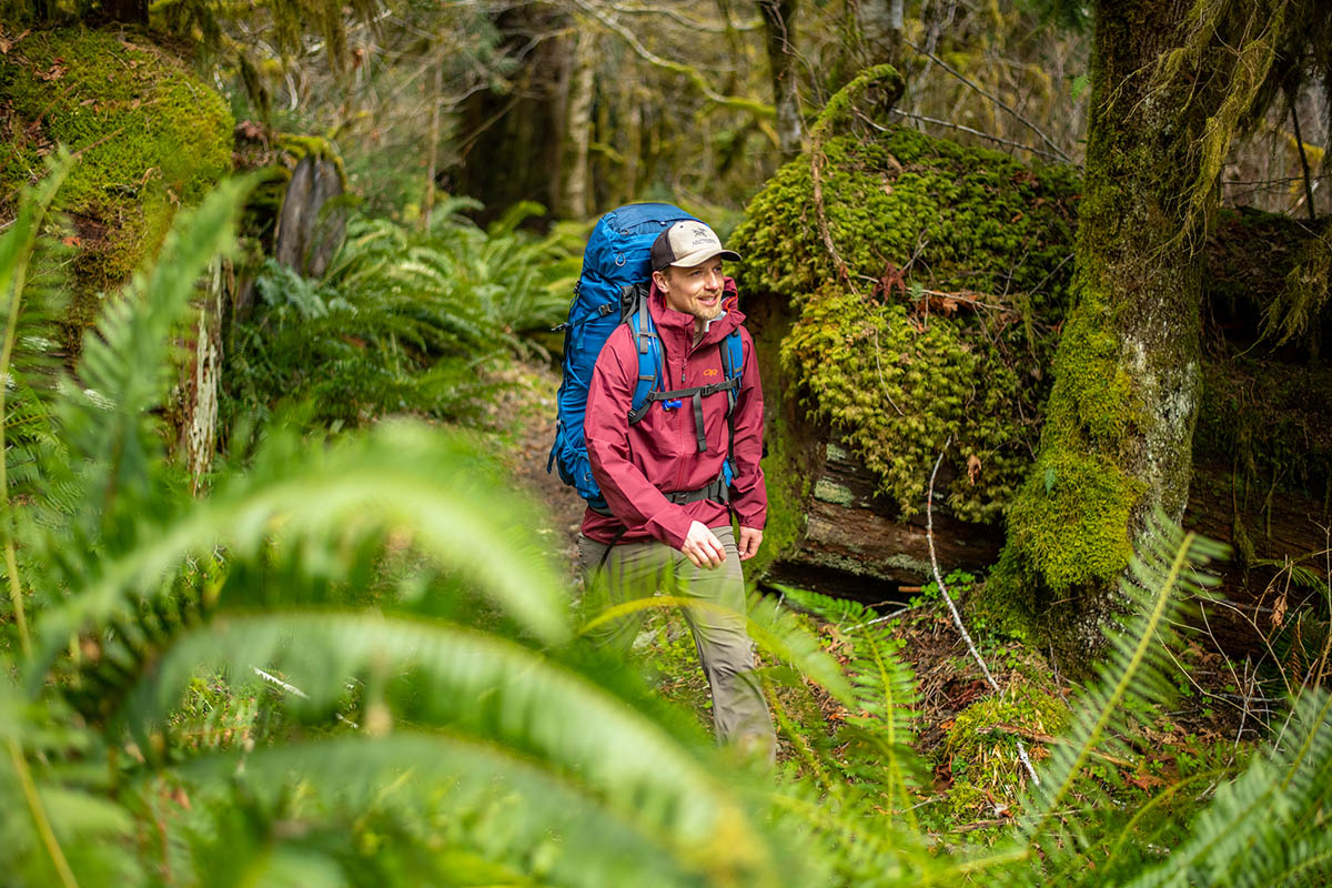 Osprey Aether 65 backpacking pack (hiking in dense forest)