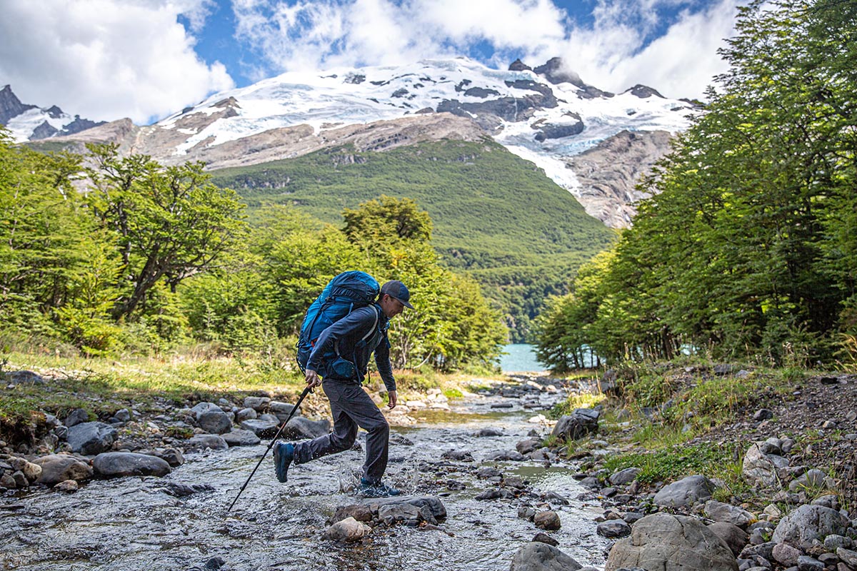 Osprey Atmos AG LT 65 backpack (stream crossing)