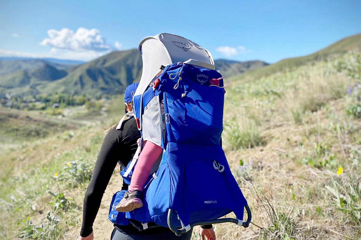 Osprey Poco Plus baby carrier pack (hiking towards town)