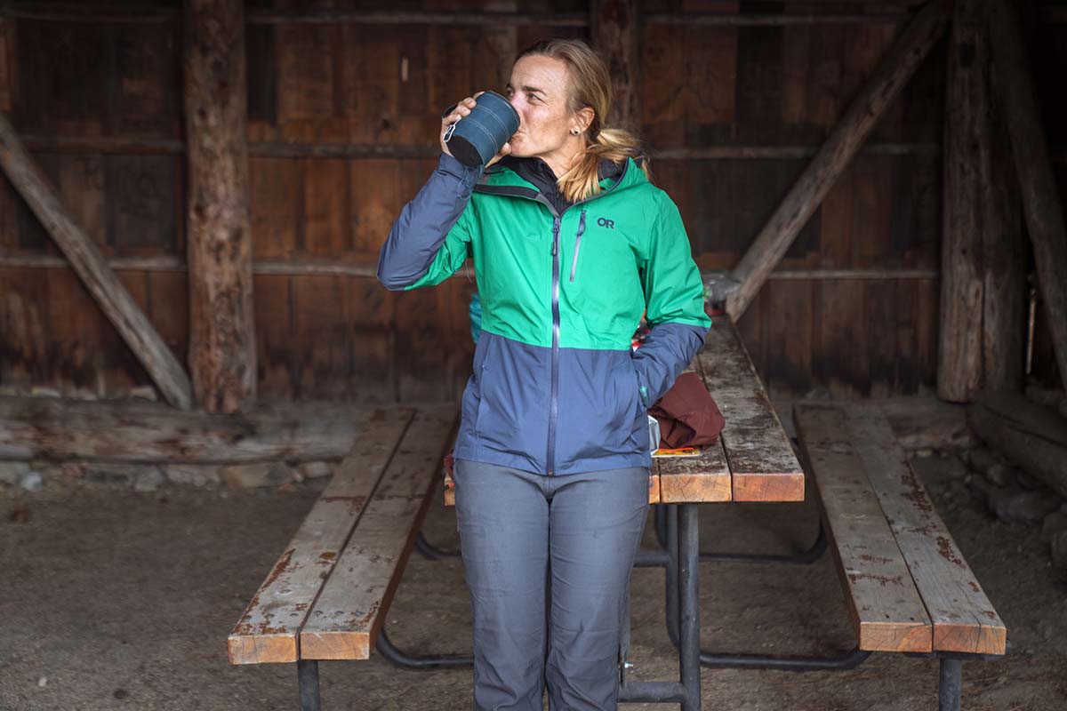 Outdoor Research Aspire II GTX Jacket (drinking tea in hut)