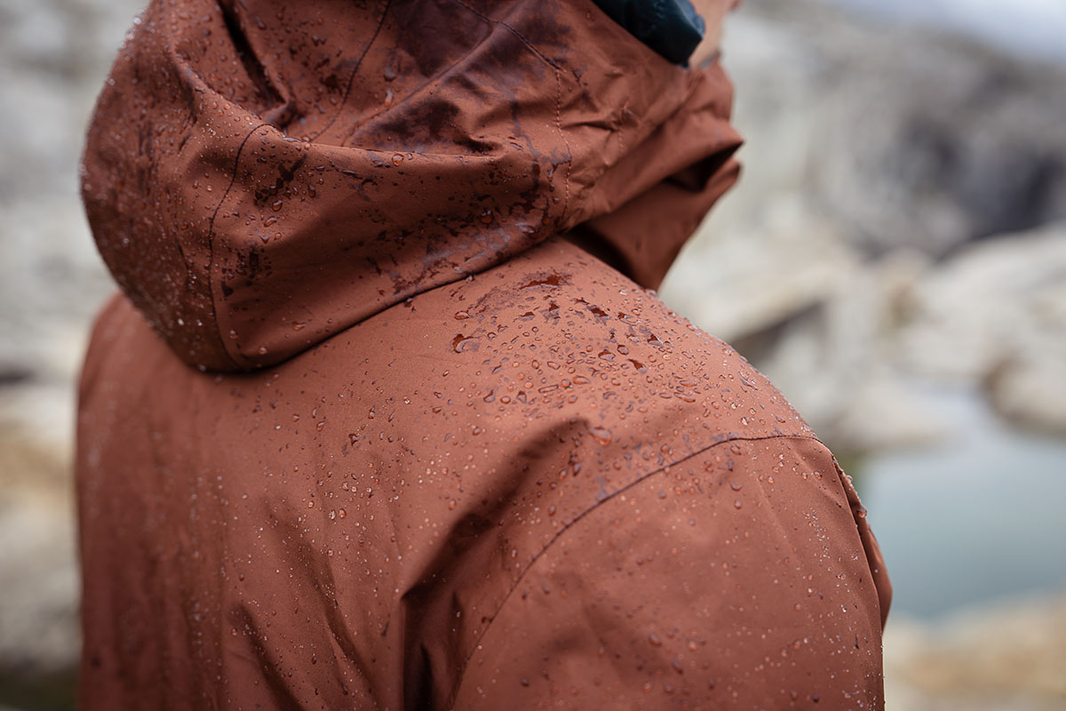 Outdoor Research Foray II rain jacket (rain beading on exterior)