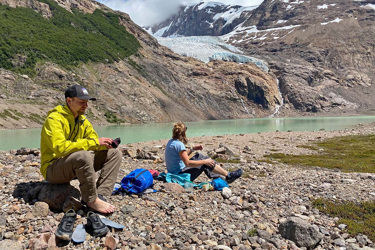 Outdoor Research Microgravity jacket (resting at alpine lake)