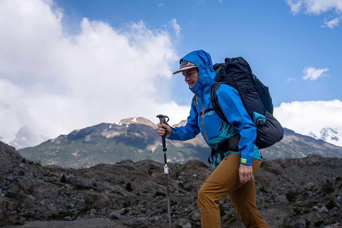 Patagonia Boulder Fork rain jacket (backpacking in mountains)