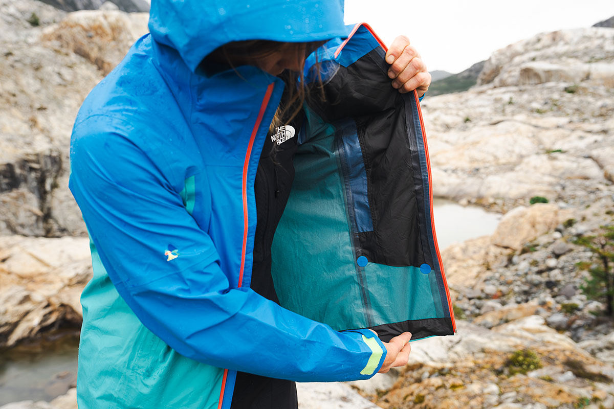 Patagonia Boulder Fork rain jacket (showing off interior)
