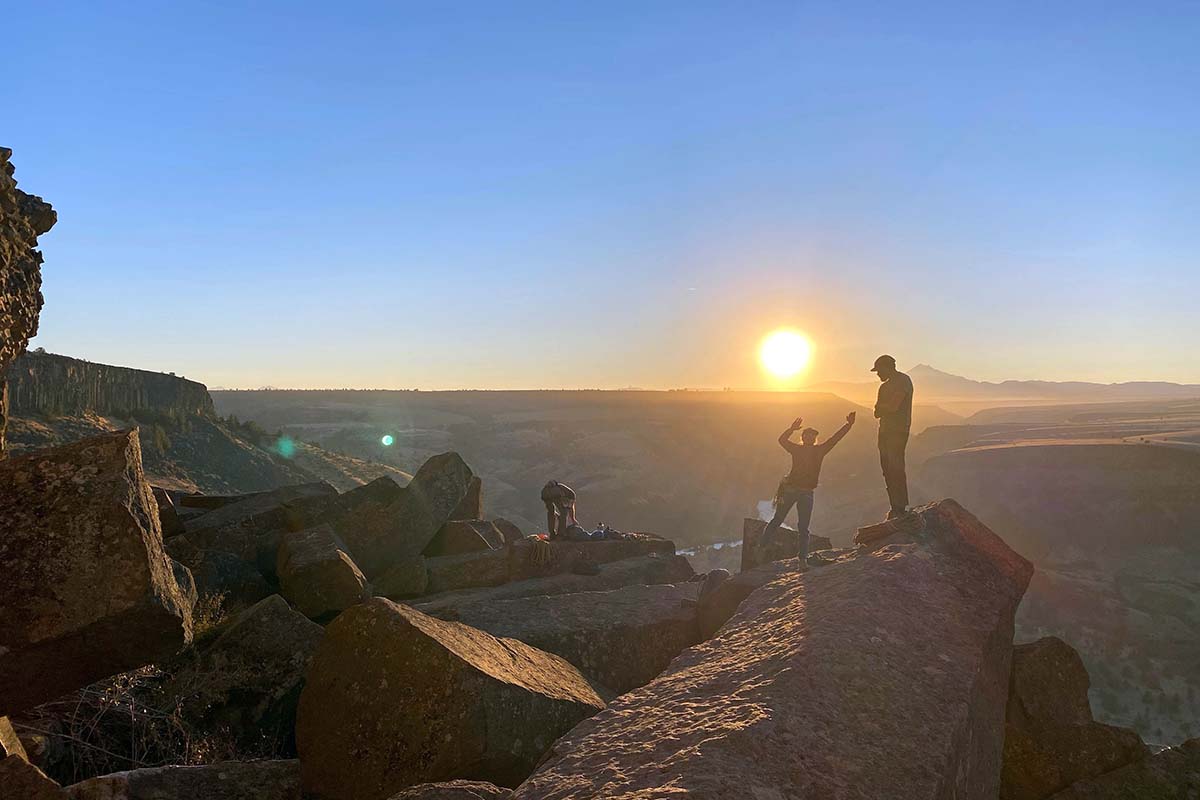 Climbing scene at Trout Creek (sunset)