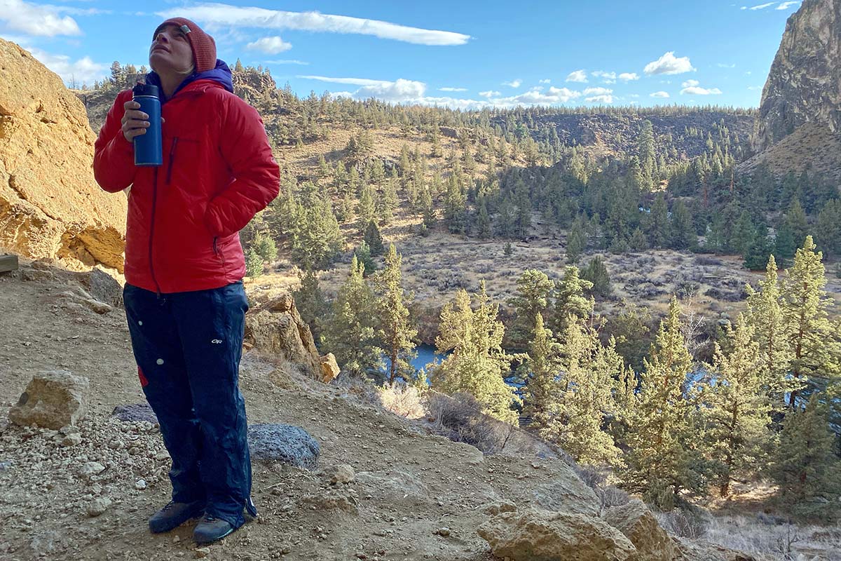 Cold while cragging at Smith Rock (Patagonia DAS Parka)