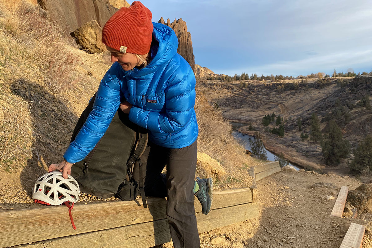 Patagonia Fitz Roy Down Hoody (at the crag)