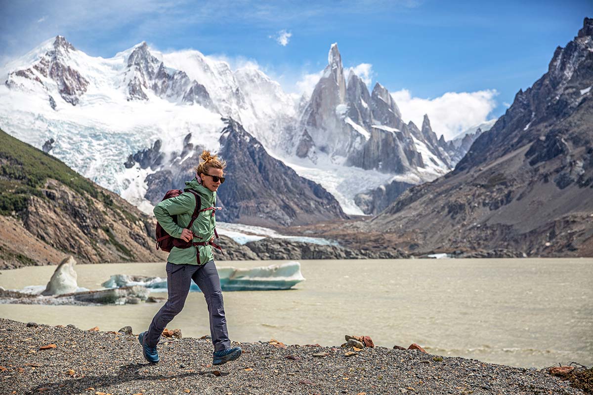 Patagonia Granite Crest rain jacket (hiking at lake)