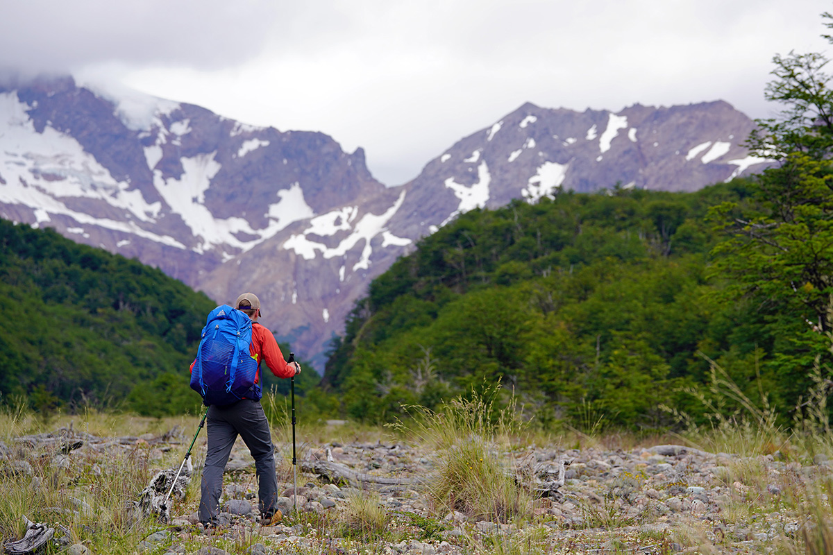 Patagonia Houdini Air windbreaker jacket (backpacking in river valley)