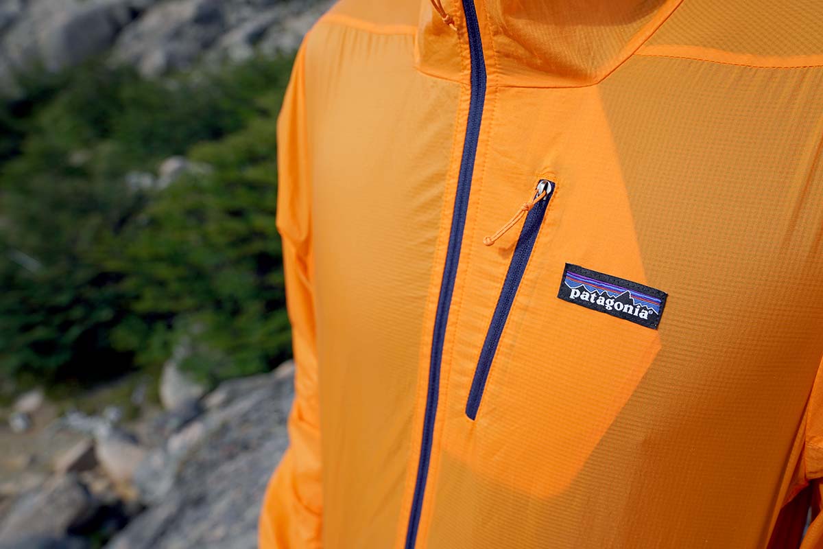 Patagonia Houdini windbreaker jacket (shell fabric and logo)