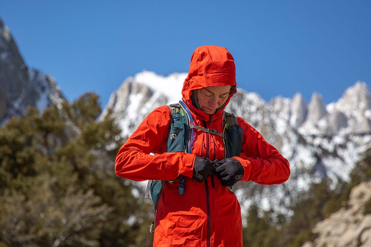 Patagonia M10 Storm Jacket (closeup from front)