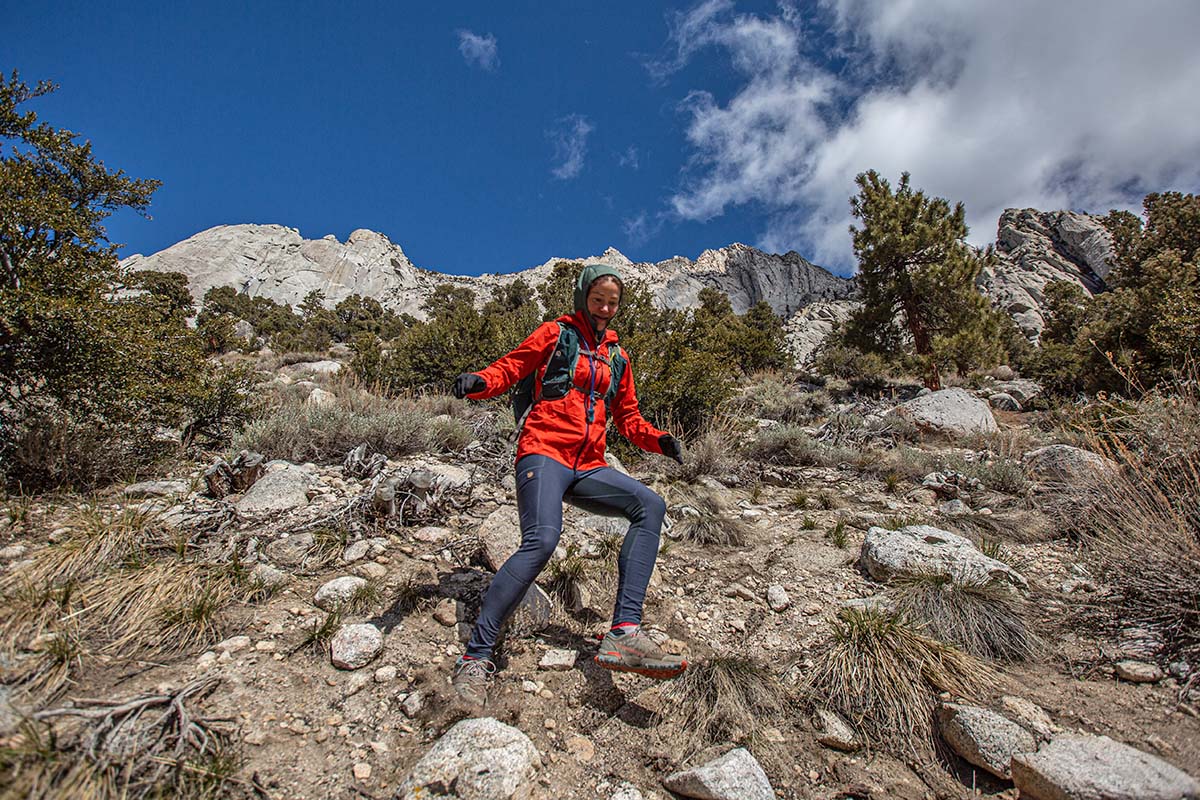 Patagonia M10 Storm Jacket (running downhill)