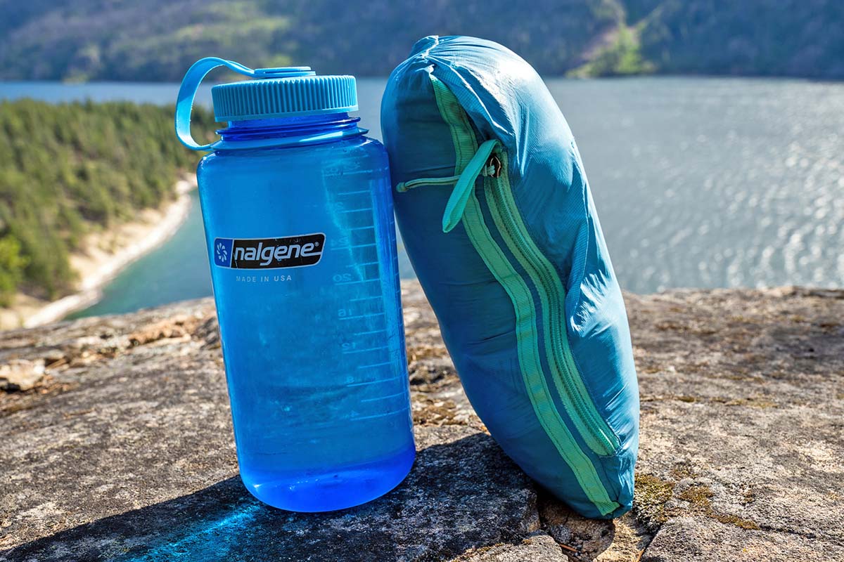 Patagonia Micro Puff Hoody (packed size and Nalgene)