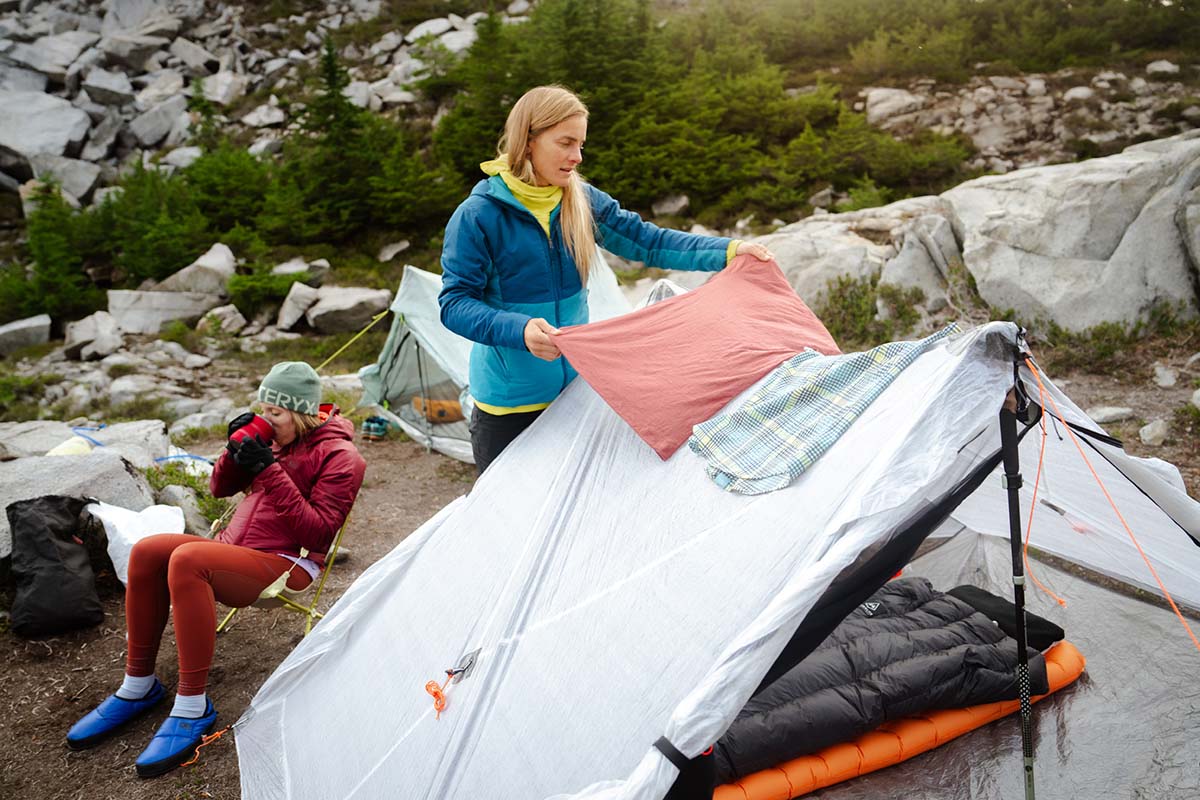 Patagonia Nano-Air Hoody (drying hiking shirts at tent)
