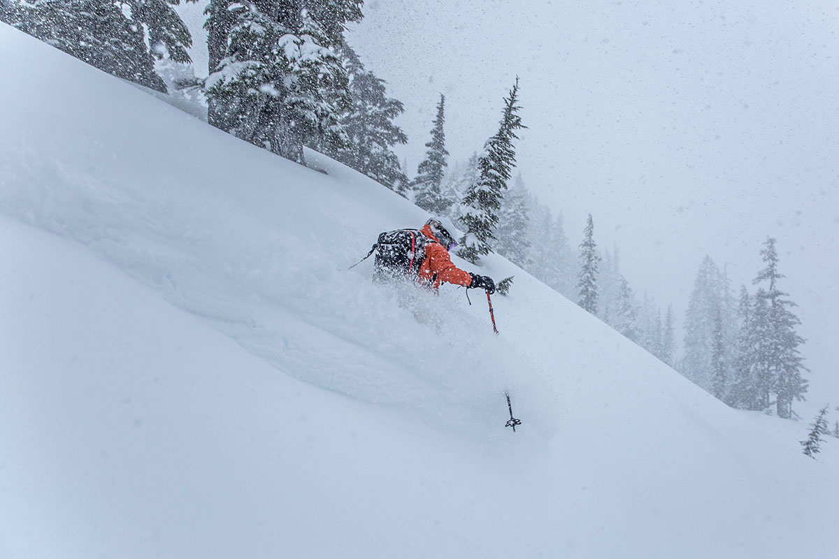 Patagonia PowSlayer ski jacket (skiing in deep powder)