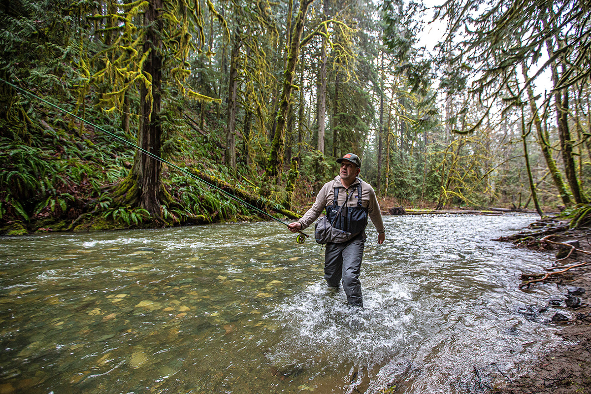 Patagonia R1 TechFace Hoody (flyfishing action shot)