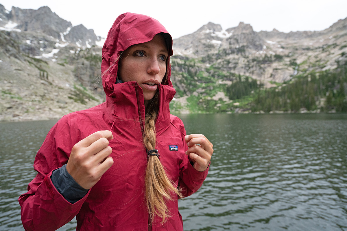 Patagonia Rainshadow rain jacket (front hood drawcords)