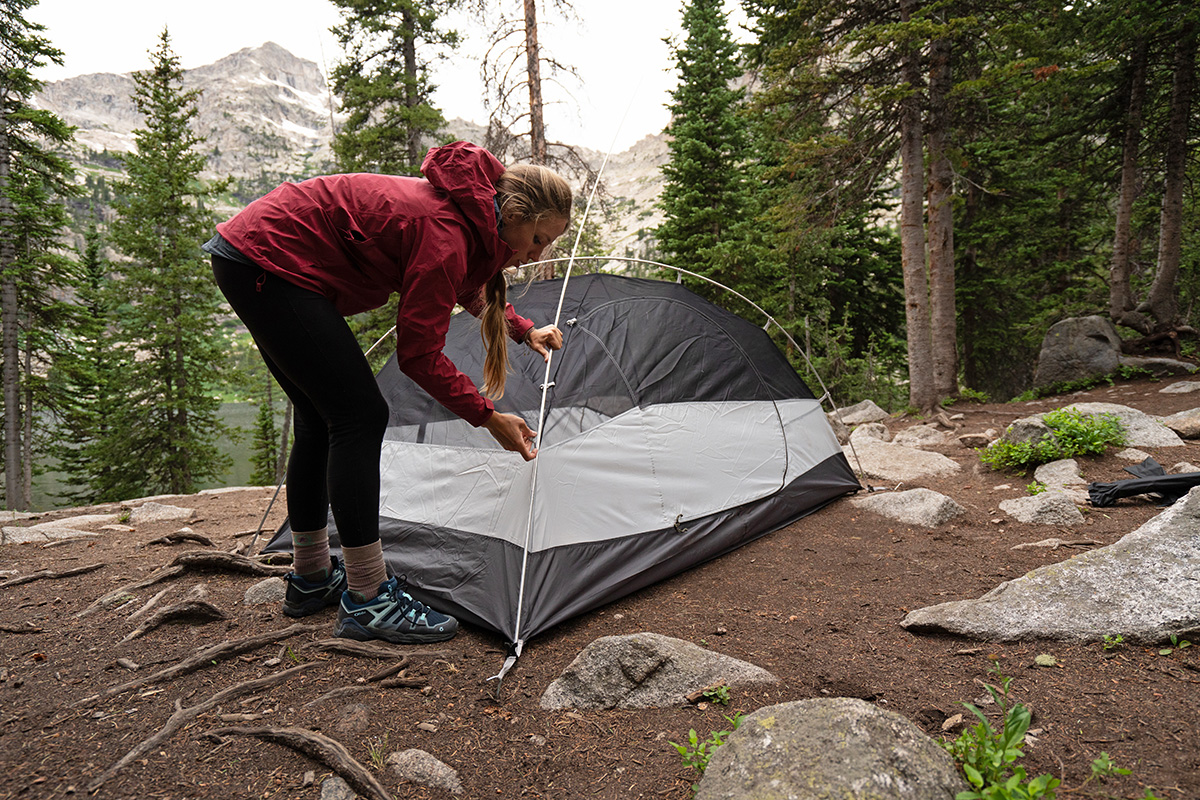 Patagonia Rainshadow rain jacket (pitching REI Passage 2 tent)