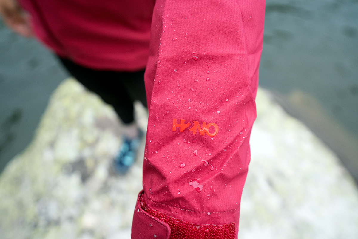 Patagonia Rainshadow rain jacket (water beading on fabric)