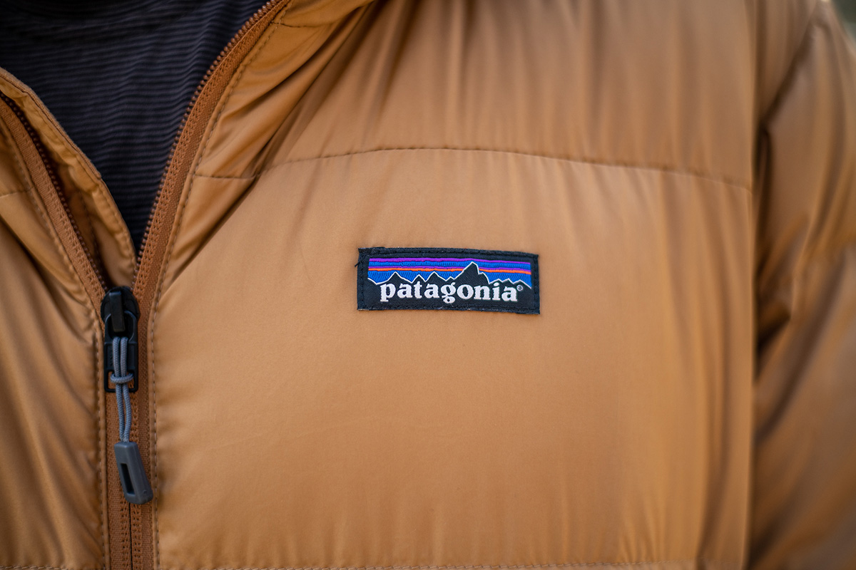 Patagonia Silent Down Jacket (logo closeup)