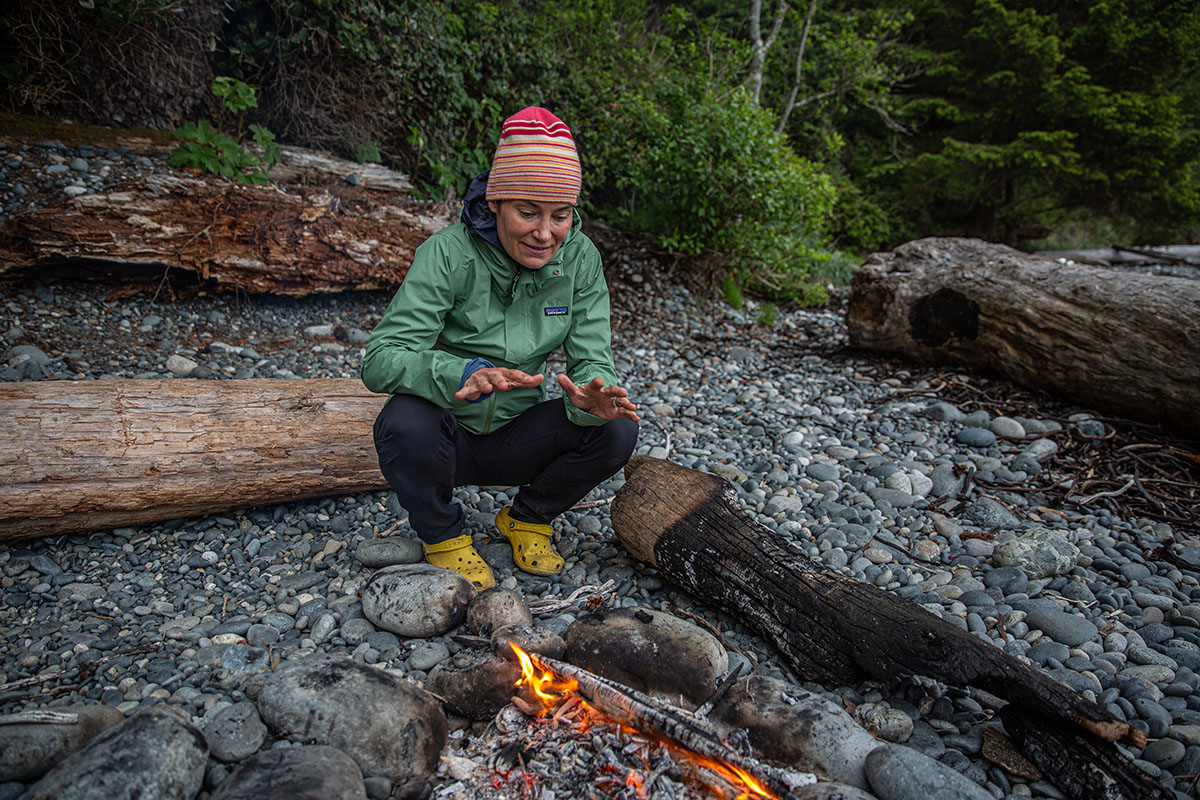 Patagonia Slate Sky Jacket (warming hands by fire)
