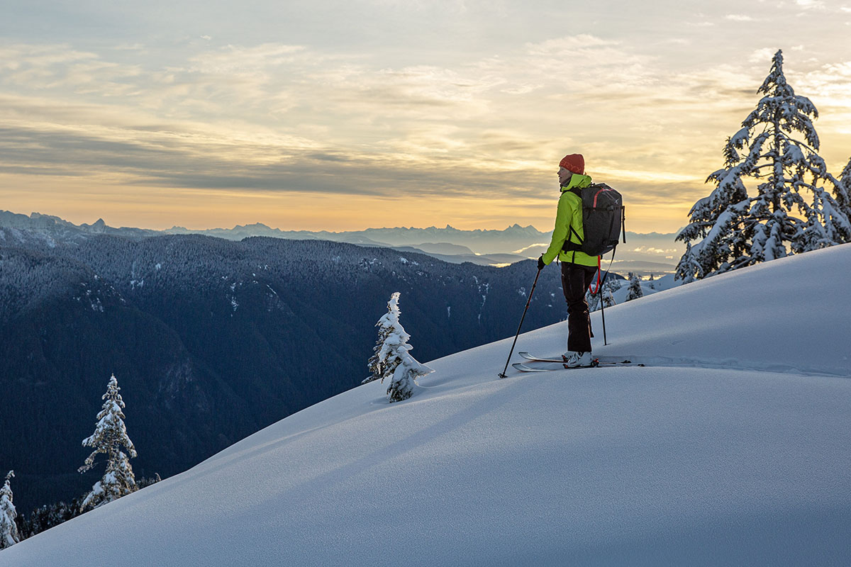 Patagonia SnowDrifter ski jacket (mountain views in backcountry)